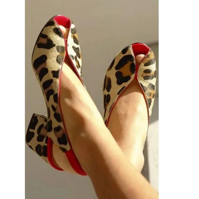 Men Shoes On - Sandalen met luipaardprint, peeptoe, slingback, chunky