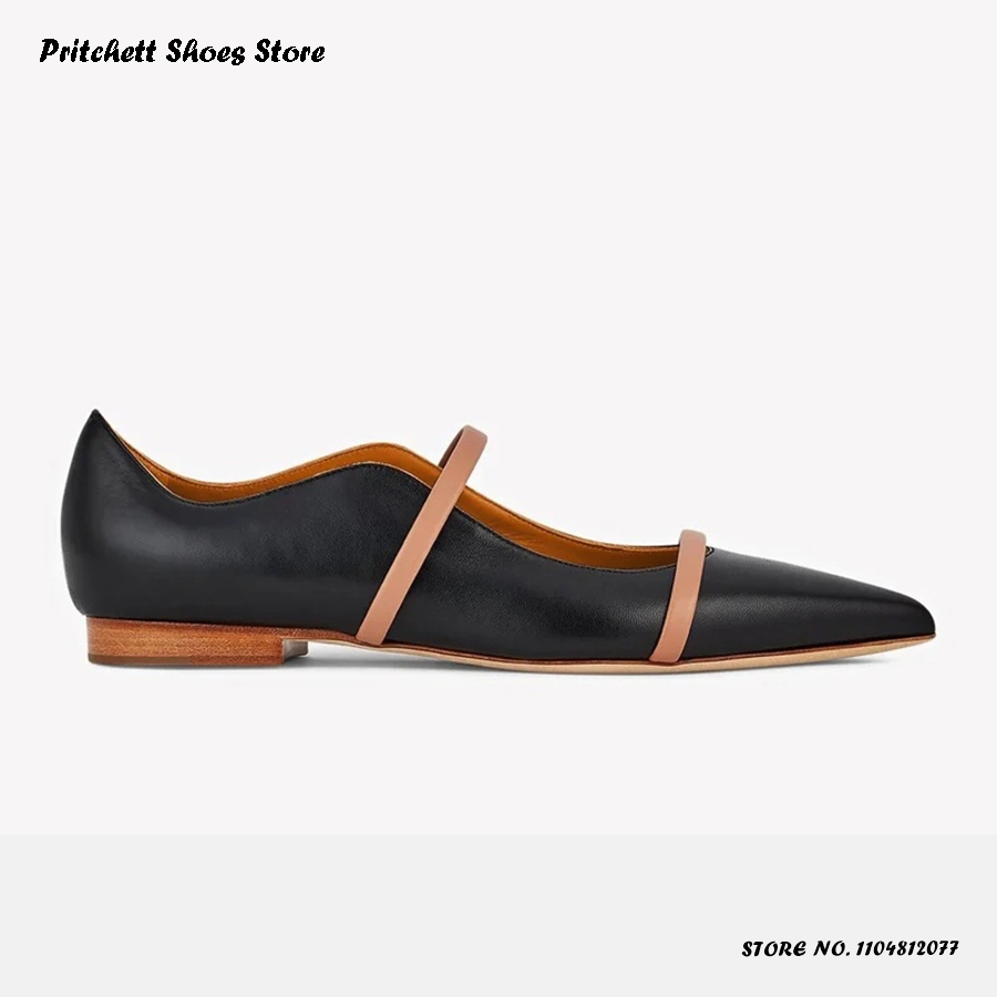 Men Shoes On - Dames Leren ballerina's met dubbele bandjes
