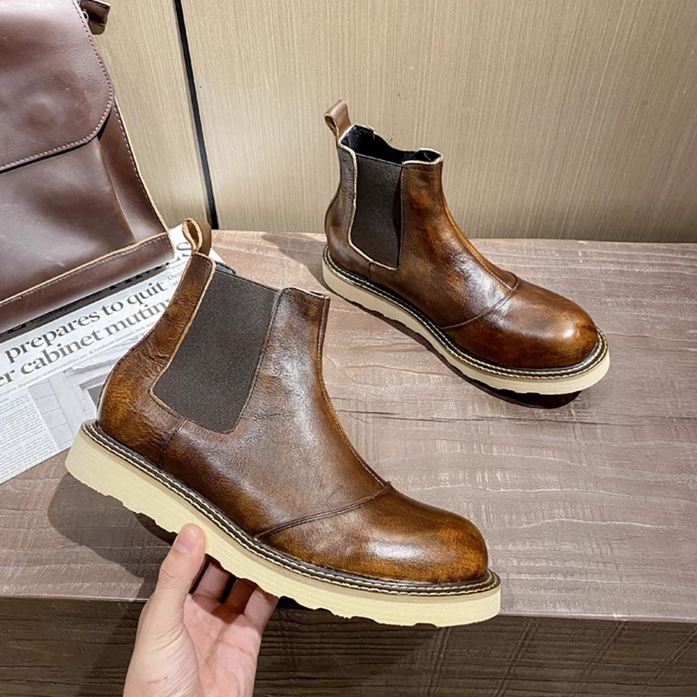 Men Shoes Oxford - Retro lederen Chelsea-laarzen voor heren Hoge