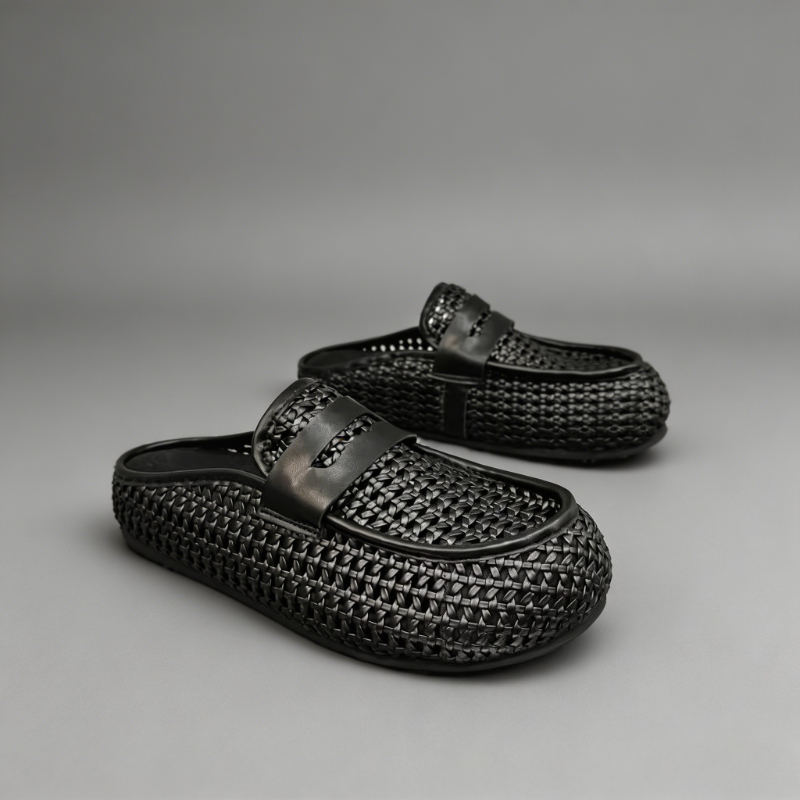 Loafer Slip On Men - Luxe Textuur Heren Mules 2026 Zomer