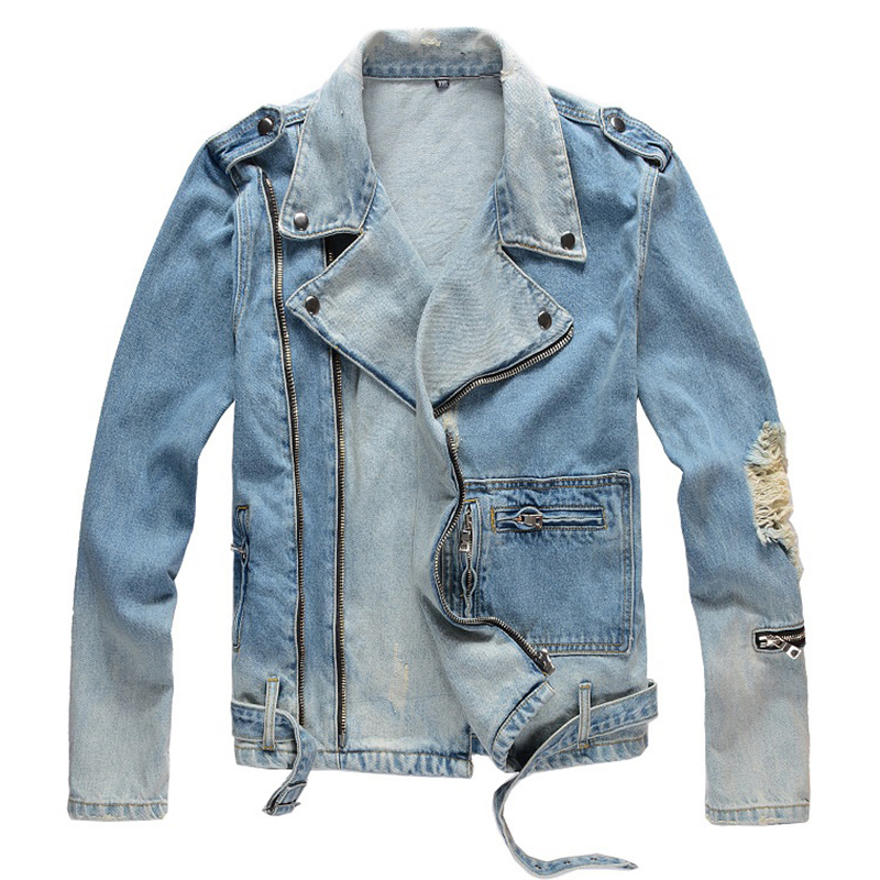 Men'S Shoes With Jeans - Sokotoo Heren Bikerjack met gaten en