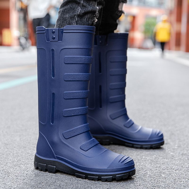 Men Shoes Online - Waterdichte fleece gevoerde warme lange regenlaarzen