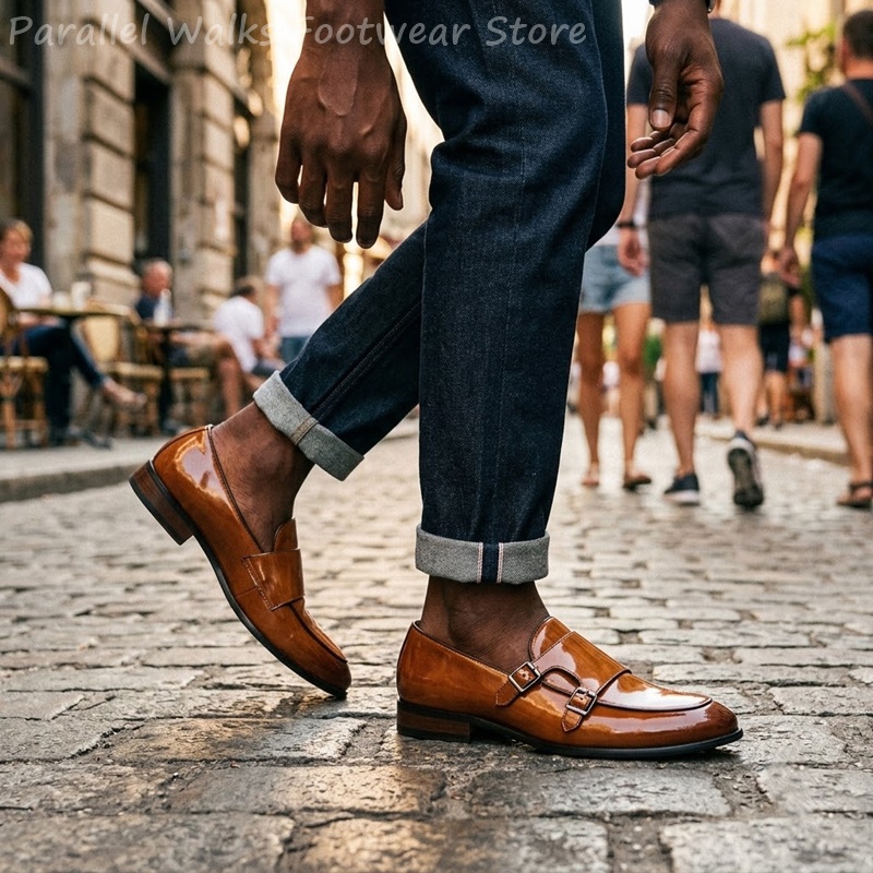 Heren loafers met dubbele gesp - Men Shoes Oxford recensie en prijs