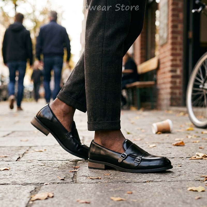 Heren loafers met dubbele gesp - Men Shoes Oxford recensie en prijs