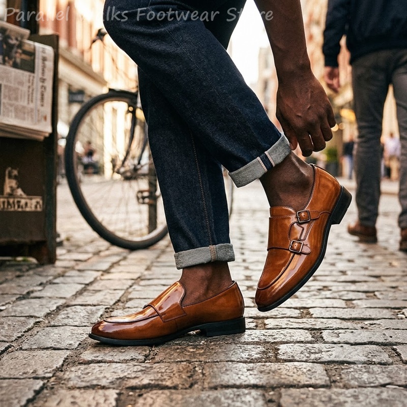 Heren loafers met dubbele gesp - Men Shoes Oxford recensie en prijs