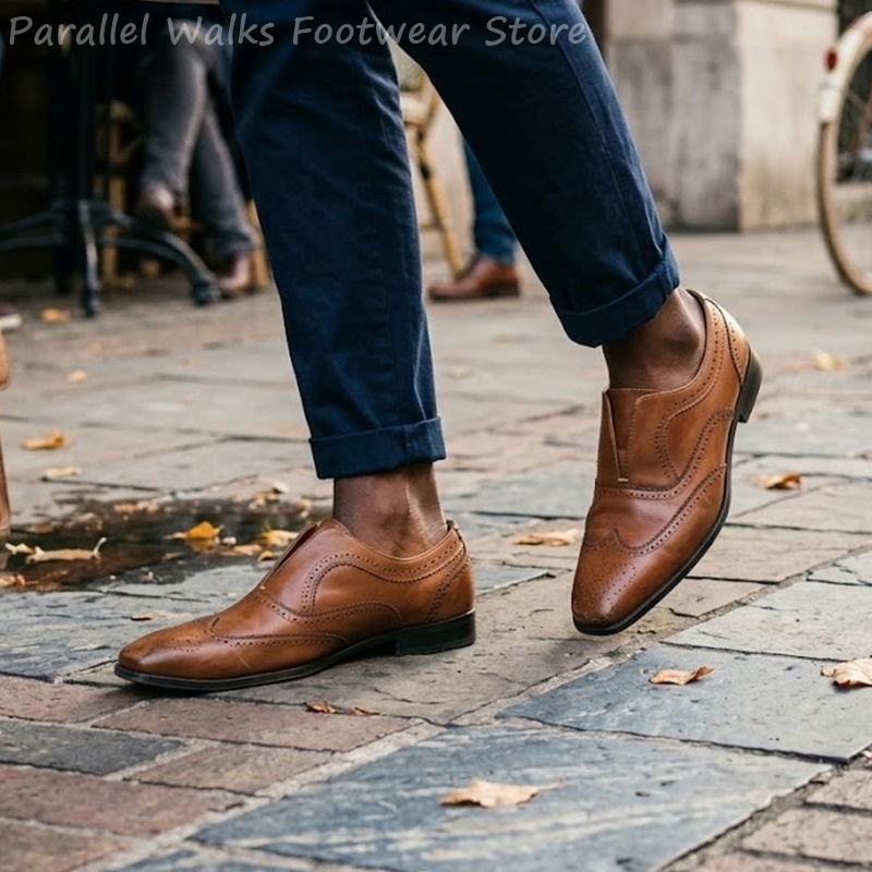 Heren bruine leren brogueschoe - Men Shoes Oxford recensie en prijs