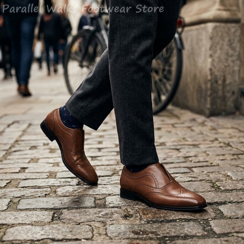 Heren bruine leren brogueschoe - Men Shoes Oxford recensie en prijs